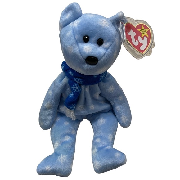 Ty Beanie Babies 1999 Holiday Teddy Bear Plush Toy - Blue - Picture 2 of 6